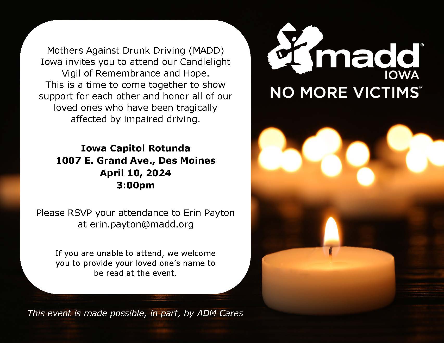 MADD Iowa Candlight Vigil